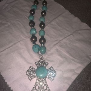 Beaded Necklace with Cross pendant